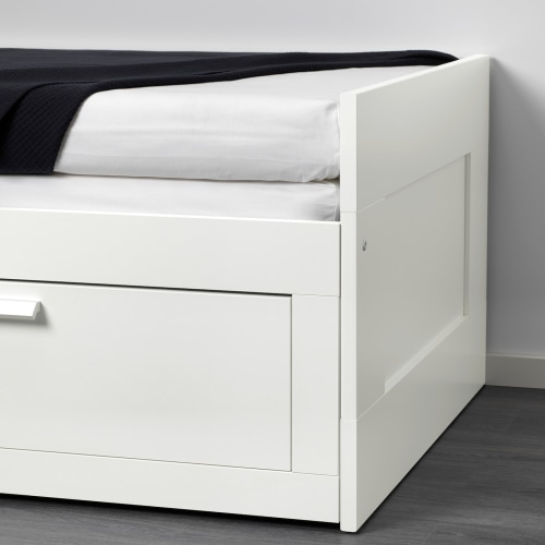 IKEA BRIMNES Day bed with 2 Drawers 2 Mattresses White Asvang Firm